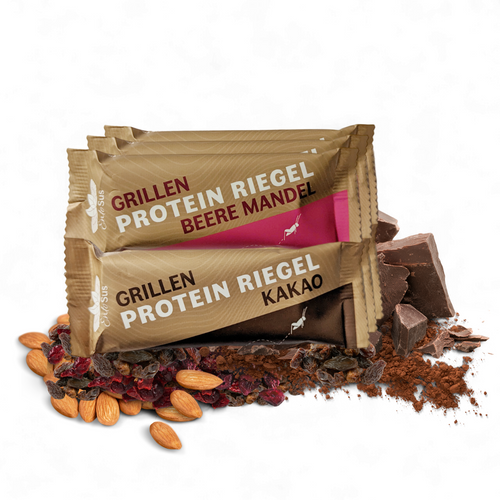 Protein Riegel 3x Beere Mandel und 3x Kakao